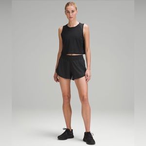 Lululemon Track That Black 3-3.5 inch running shorts, size 0.